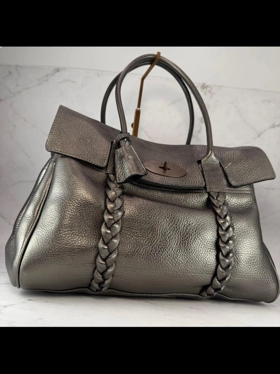 Mulberry Handbags - Mulberry Metallic Silver Braided Leather Shoulder Bag
